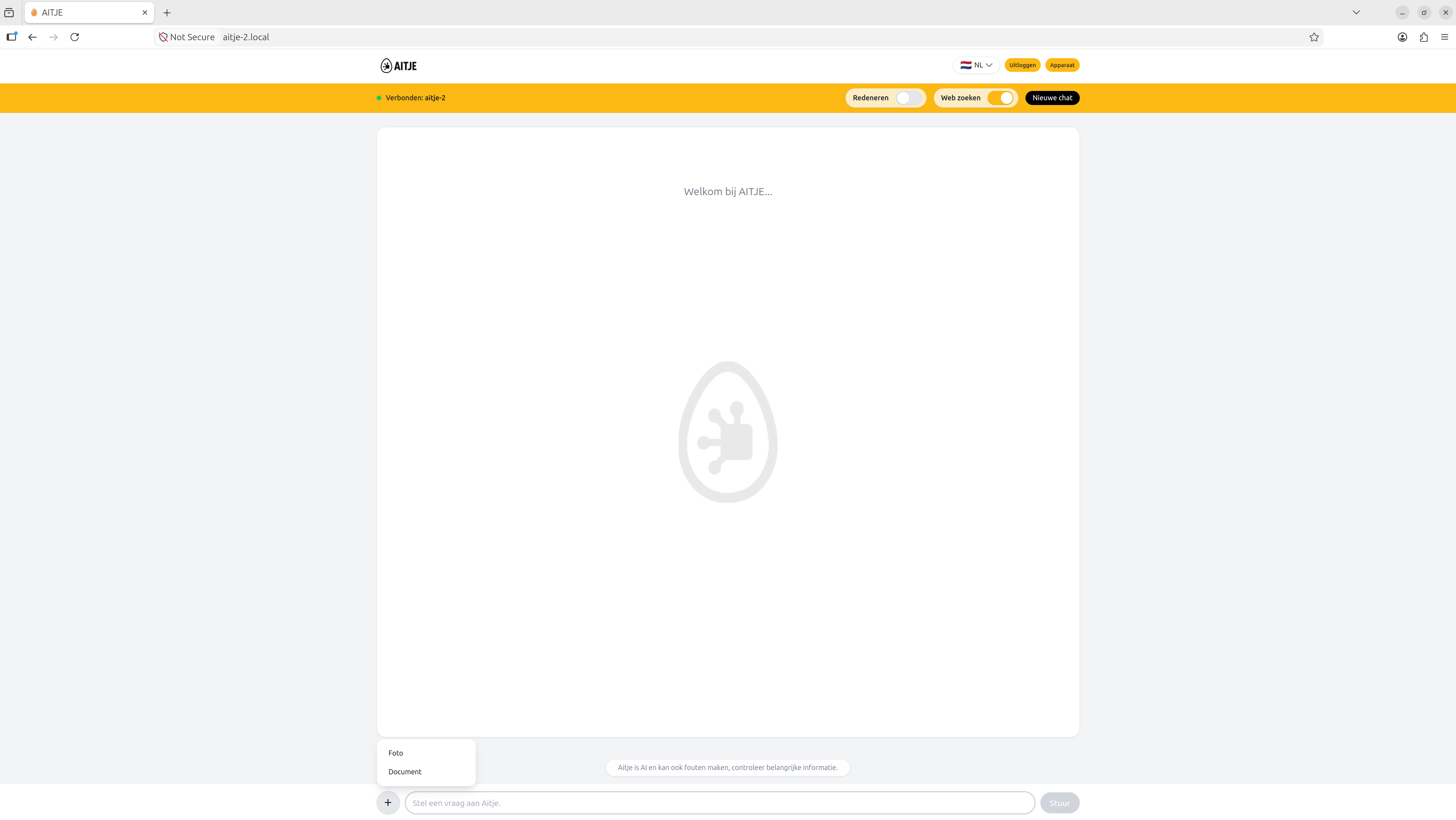 AITJE chat environment with web search