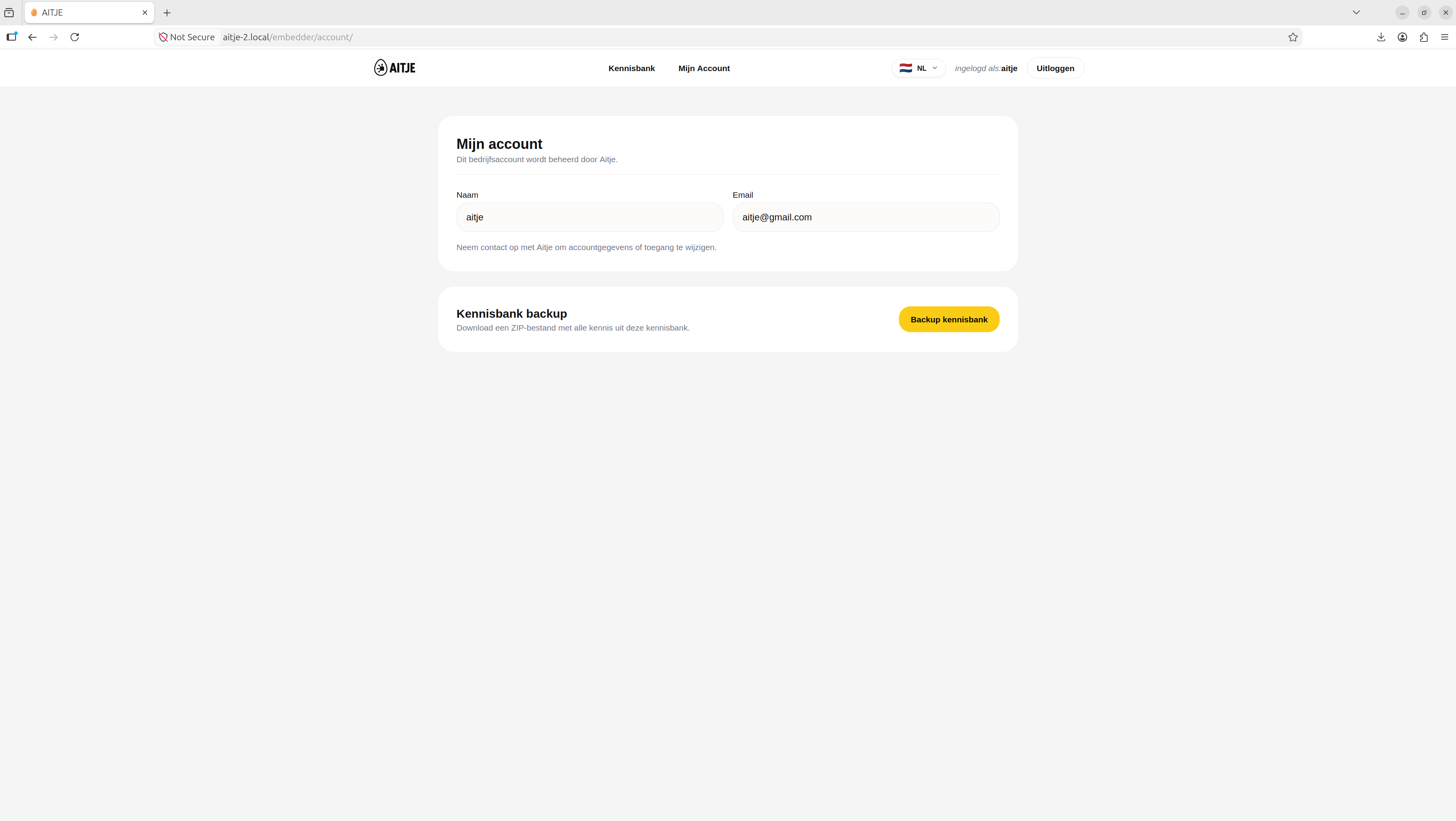 AITJE knowledge base account settings