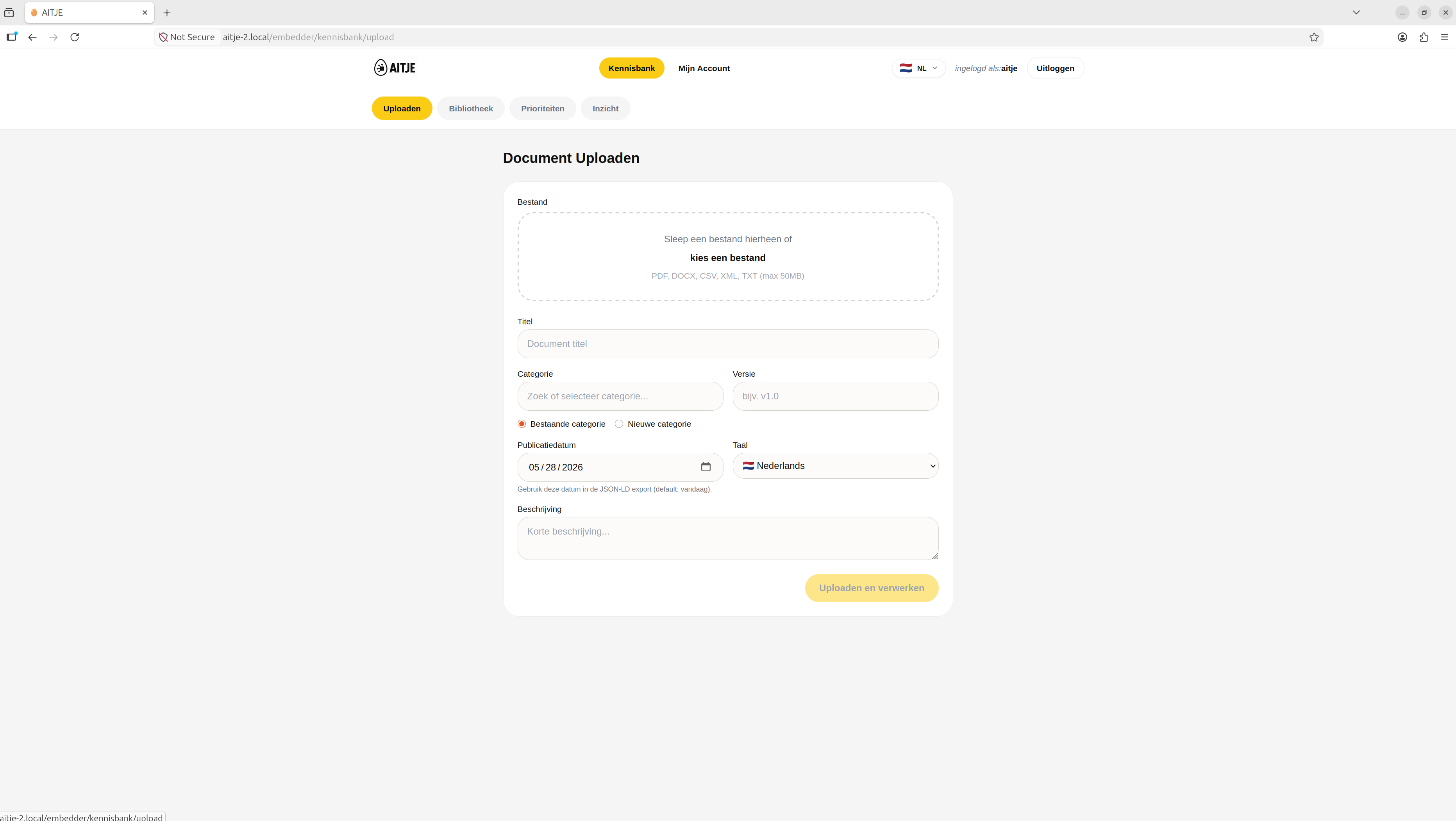 AITJE knowledge base document upload