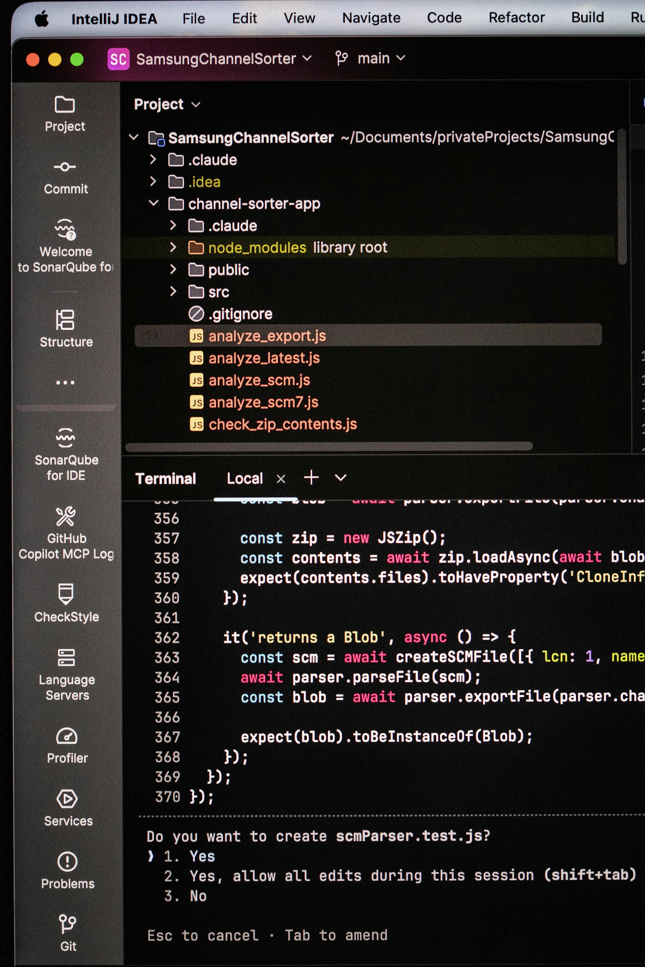 Source code and terminal output in a development environment.